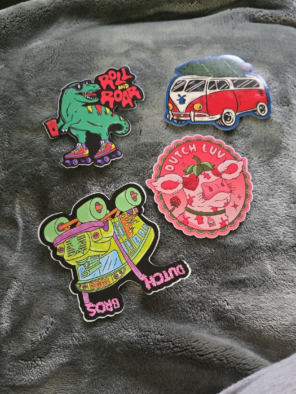 Dutch Bros Bright Retro Sticker Set - Pink, Green, Red, Yellow, Blue